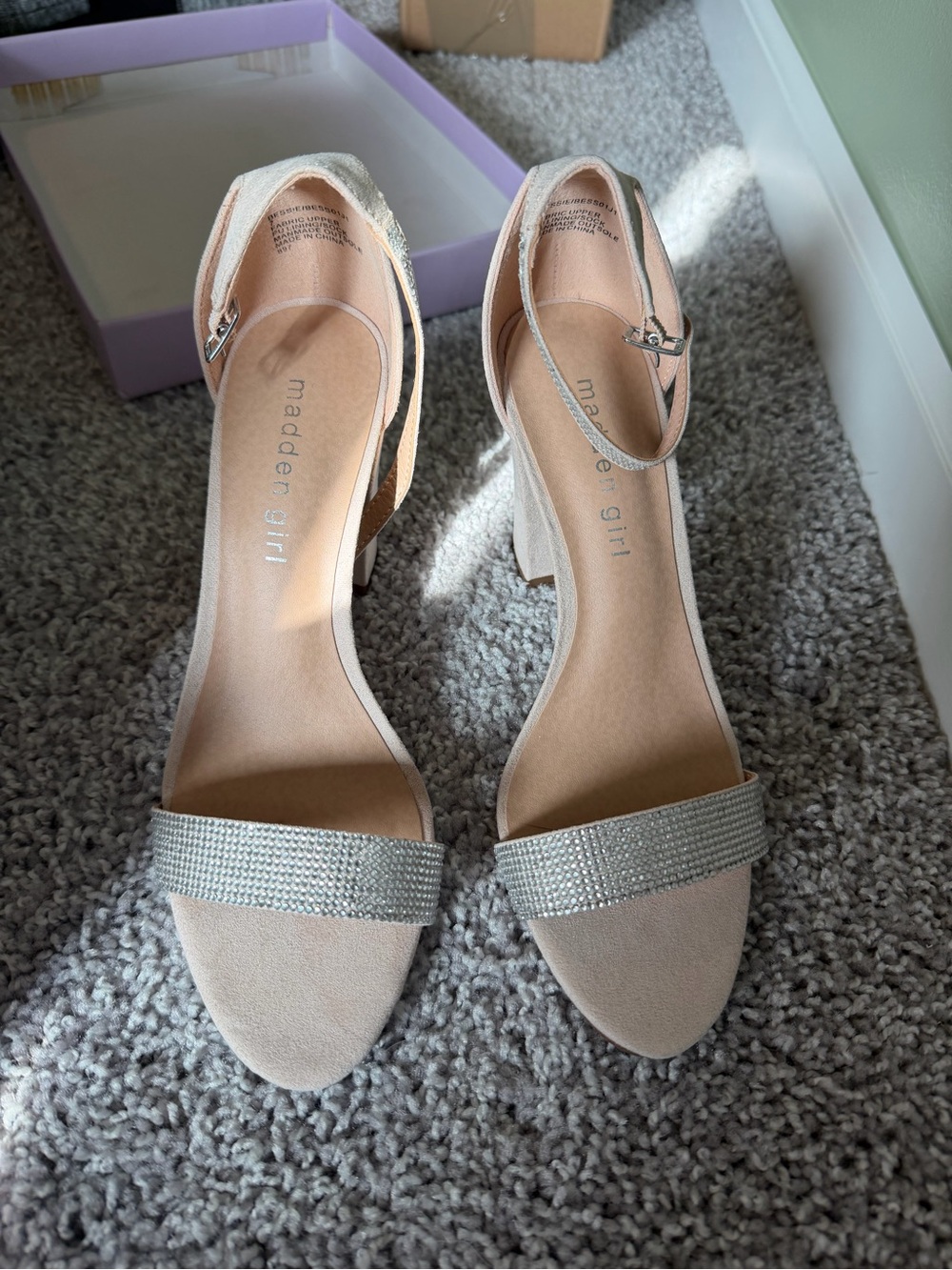 Madden Girl Blush Rhinestone Strap Block Heel Sandals